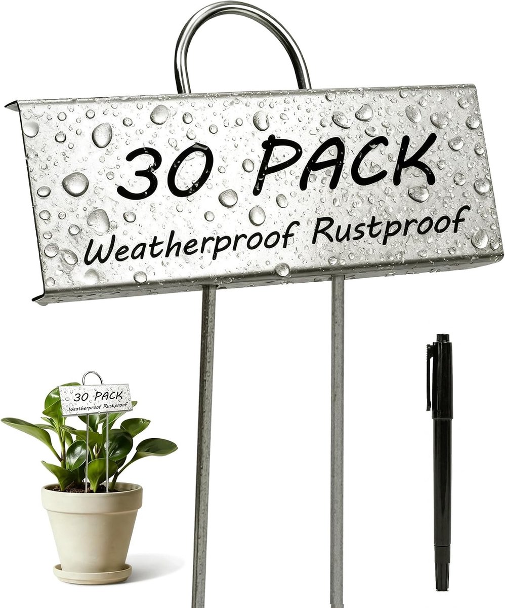 Set van 30 Weerbestendige Metalen Plantlabels met Pen - Herbruikbare Tuinmarkers voor Buitengebruik, Duurzaam en Ideaal voor Plantenidentificatie