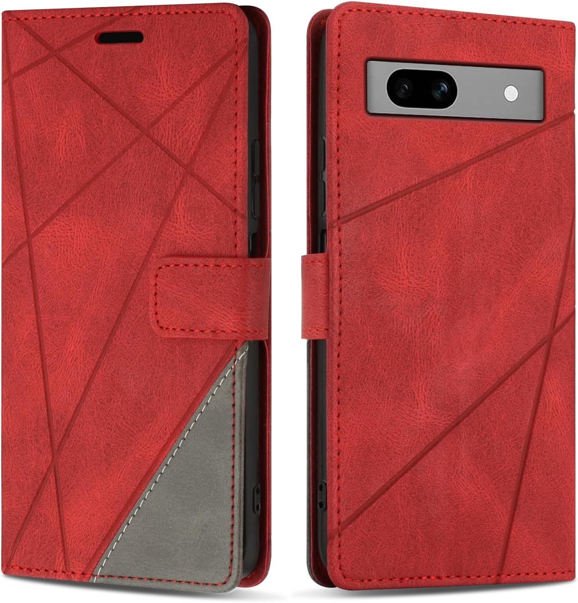 Hoesje voor Google Pixel 7A, Premium Lederen Portemonnee Beschermhoes Telefoonhoesjes met Kaartenvakken Beschermhoesje voor Google Pixel 7A, Rood