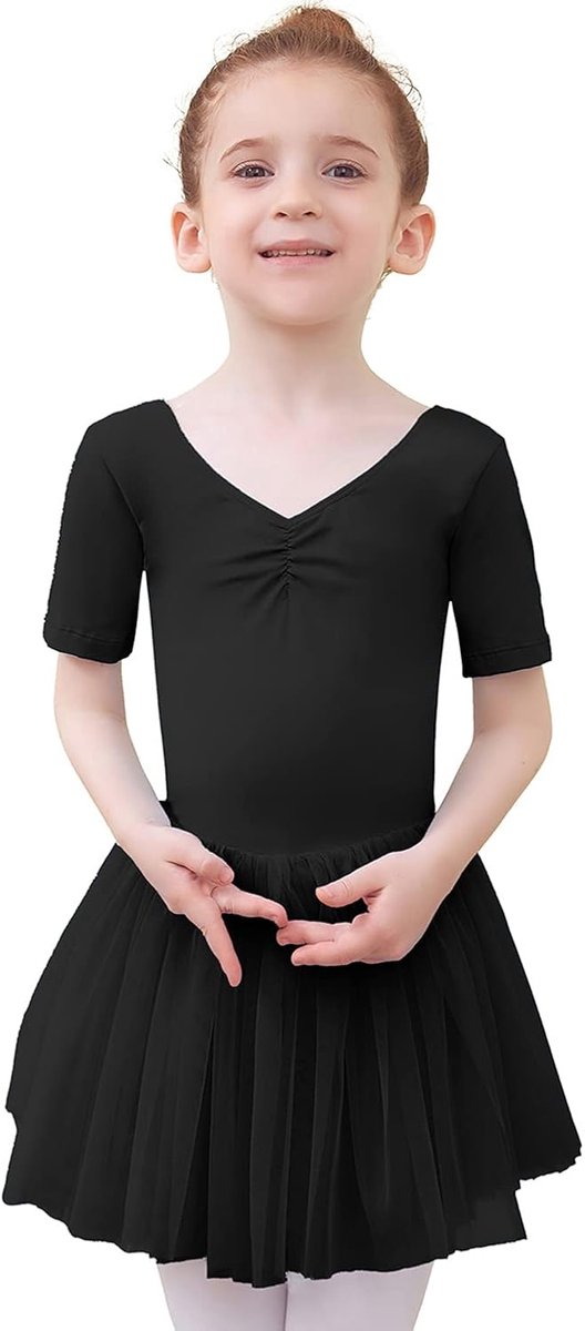Ballet Jurk Kids balletjurk, balletshirt, Kinderen V-hals Kort/lange mouw Korte Mouw Gymnastiek Dancewear Kostuum met tutu Rok