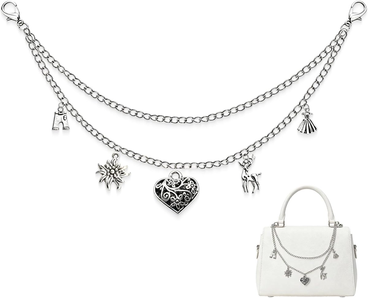 Broekketting met portemonnee-hanger, dubbellaagse bikerketting voor jeans, perfect als sleutelhanger, hiphop-zakketting, gothic accessoire voor dames en heren