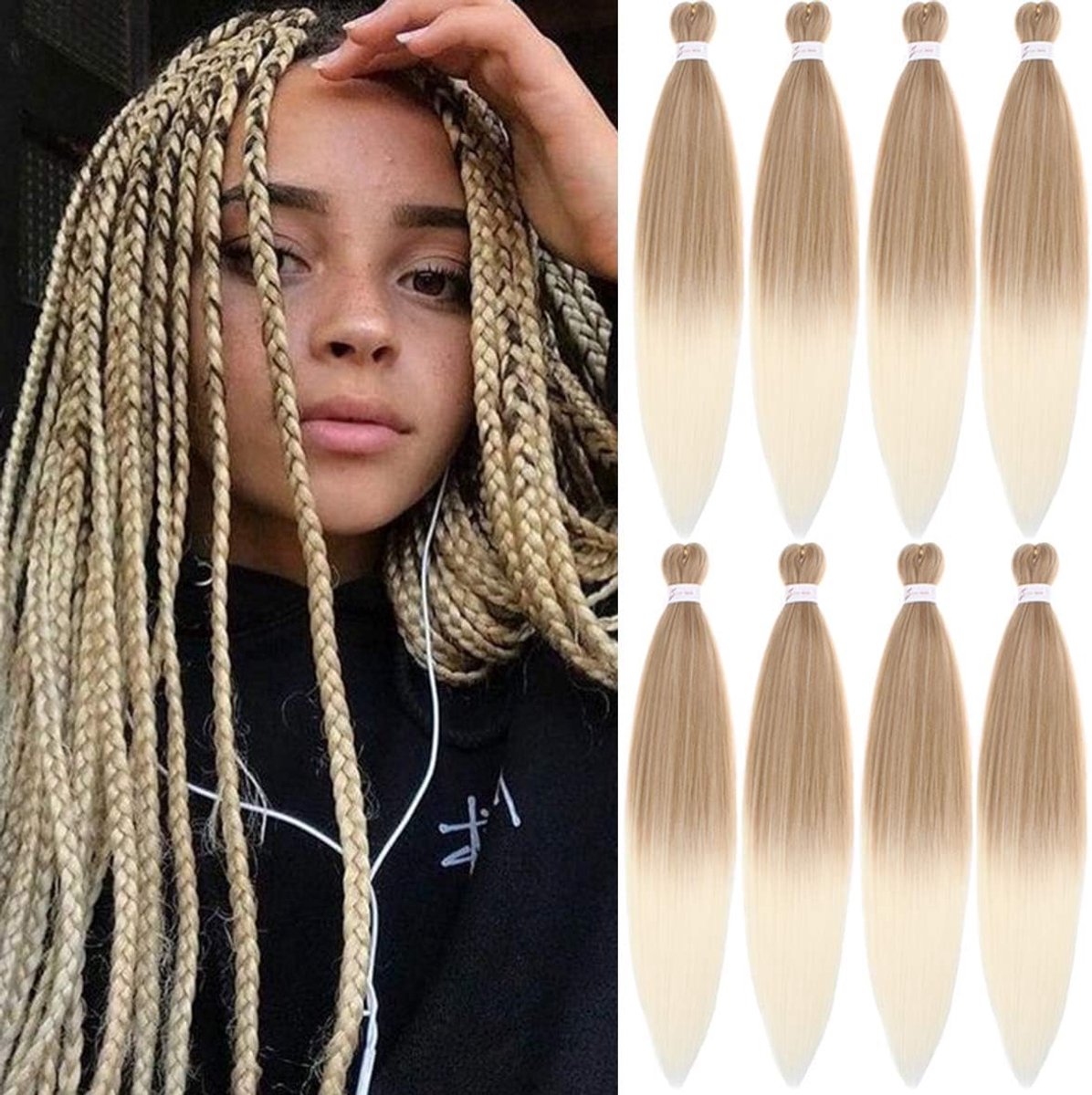66 cm voorgerekt vlechthaar 8 verpakkingen Yaki textuur ombre vlechten haarextensie voor heet water kanekalon haarvezel natuurlijke gehaakte voor vlechten 66 cm26 Inch Pack of 8