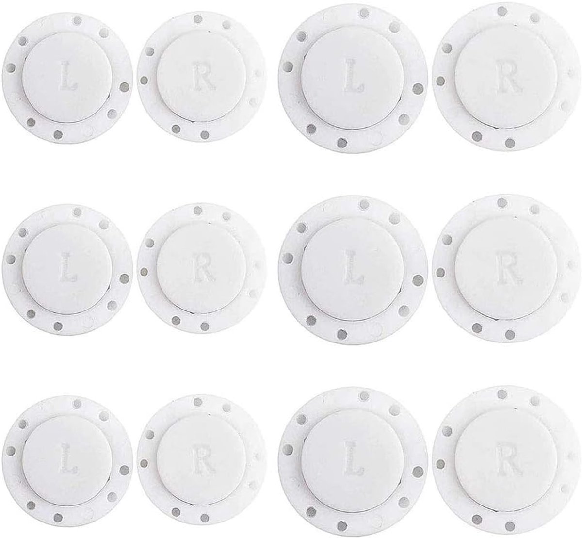 Onzichtbare plastic magneetknop, 6 paar magnetische kapstokken, naaibenodigdheden magneet stenen gesp automatische doe-het-zelf tas magneetknop voor kleding (wit)