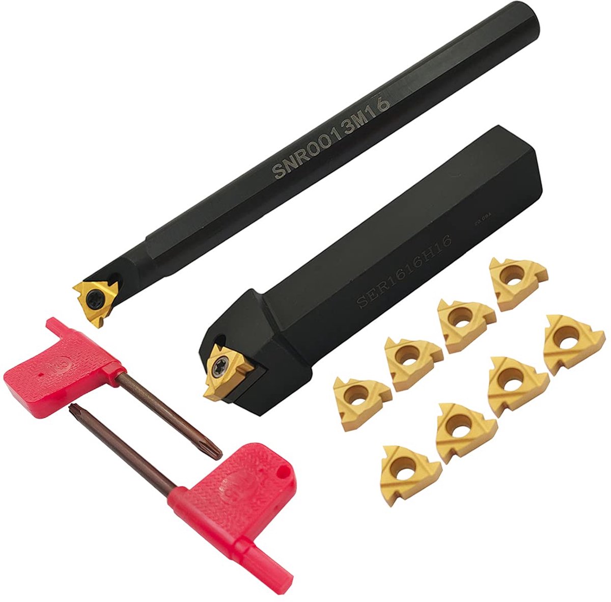 1/2 "5/8" Boring Bar SNR0013M16+SER1616H16 Draaibank Interne Invoegsel Inserts Draaien Tool Houder met 5 stks 16ER AG60+5 stks 16IR AG60 Carbide Draaien Inserts