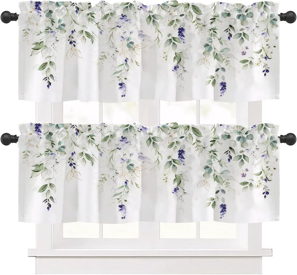 gordijnen met bloemenprint, set van 2, moderne decoratieve bistrogordijnen met bloemen, voor balkon, roze