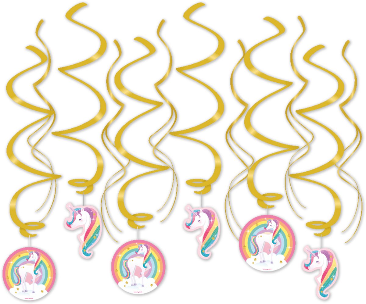LUQ – Unicorn Kinderfeestje Swirls – 12 St – Birthday Party Decoratie – Eenhoorn Verjaardag Versiering – Direct Ophangen