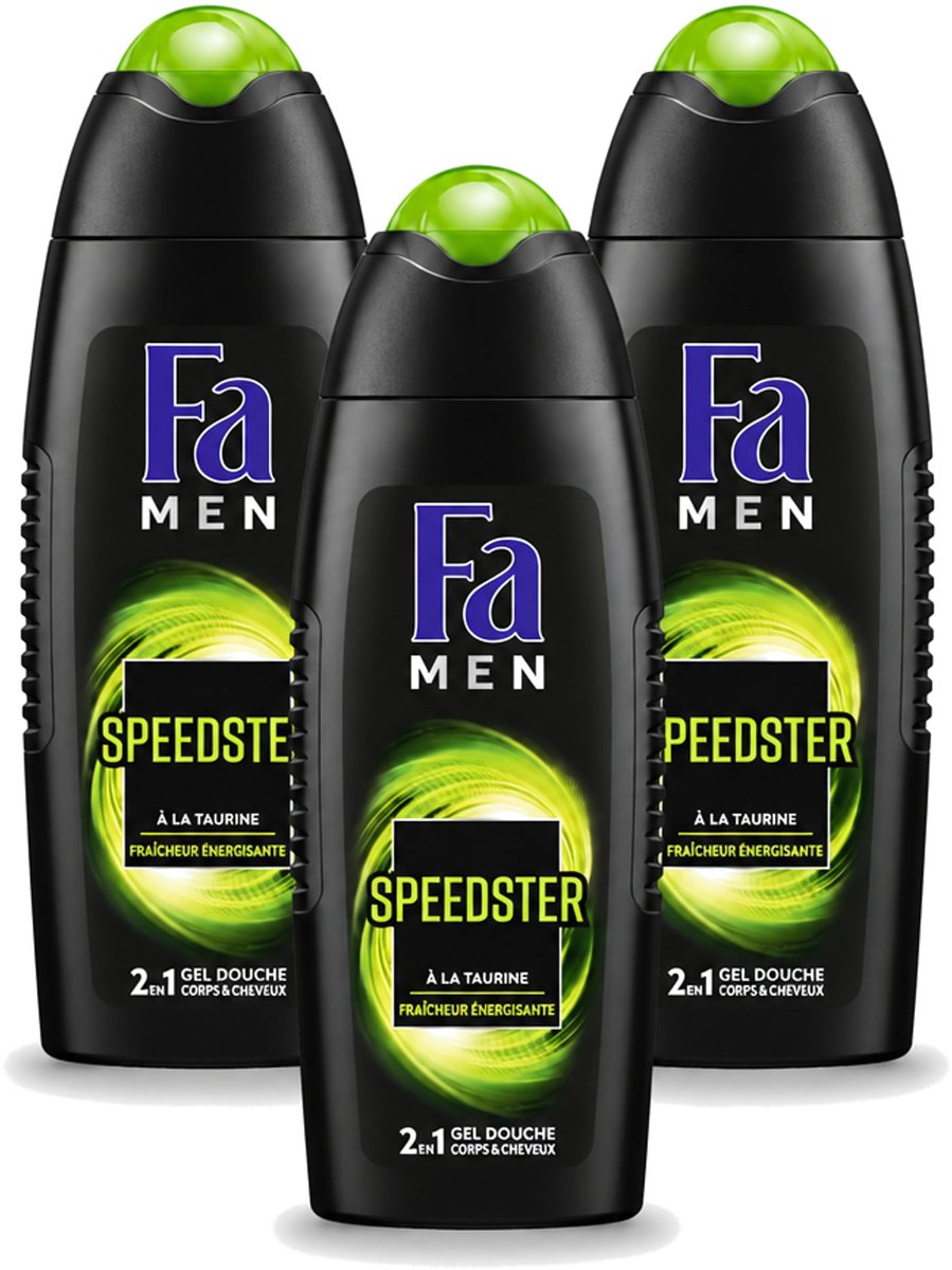 3 x Fa Men - Douchegel - Speedster - Verfrissend & Energiek - Langdurig - 250 ml - Voordeelverpakking - 3 stuks