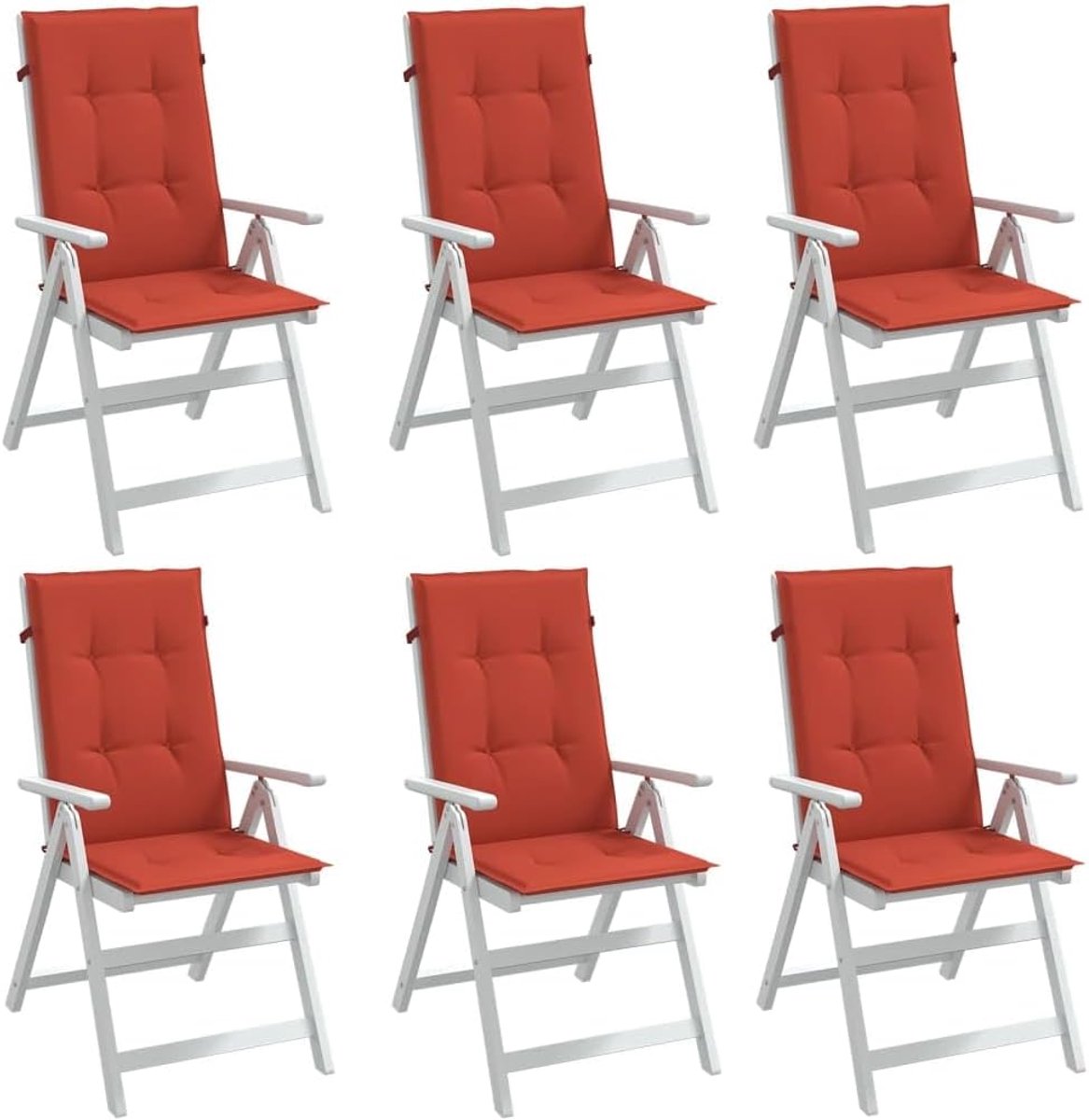 Kussens met hoge rugleuning, 6 stuks, melange rood, 120 x 50 x 4 cm