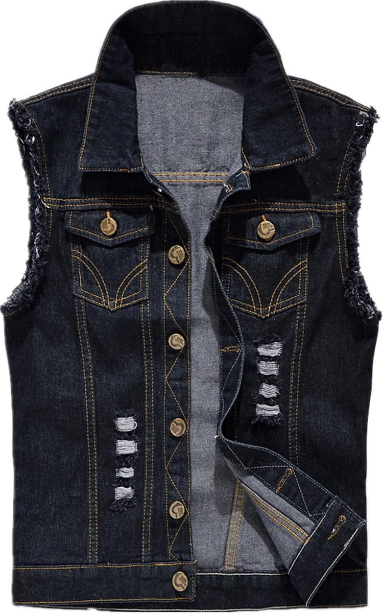 jeans mannenvest met revers
