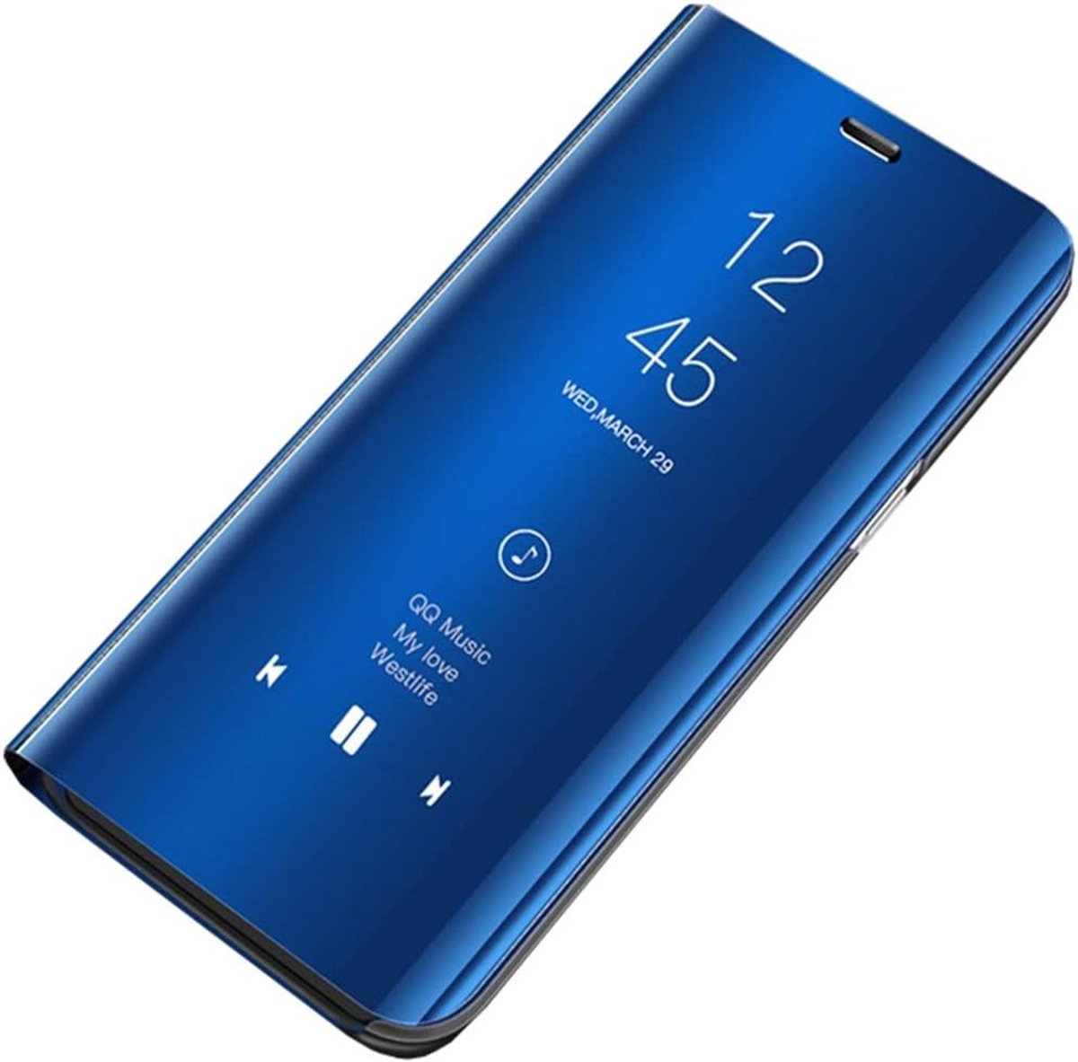 S10 Plus Clear View leren hoes cover, Galaxy S10 Plus telefoonhoes spiegel beschermhoes flip case stand functie beschermhoes etui hoes voor Samsung S10 Plus, blauw, Small