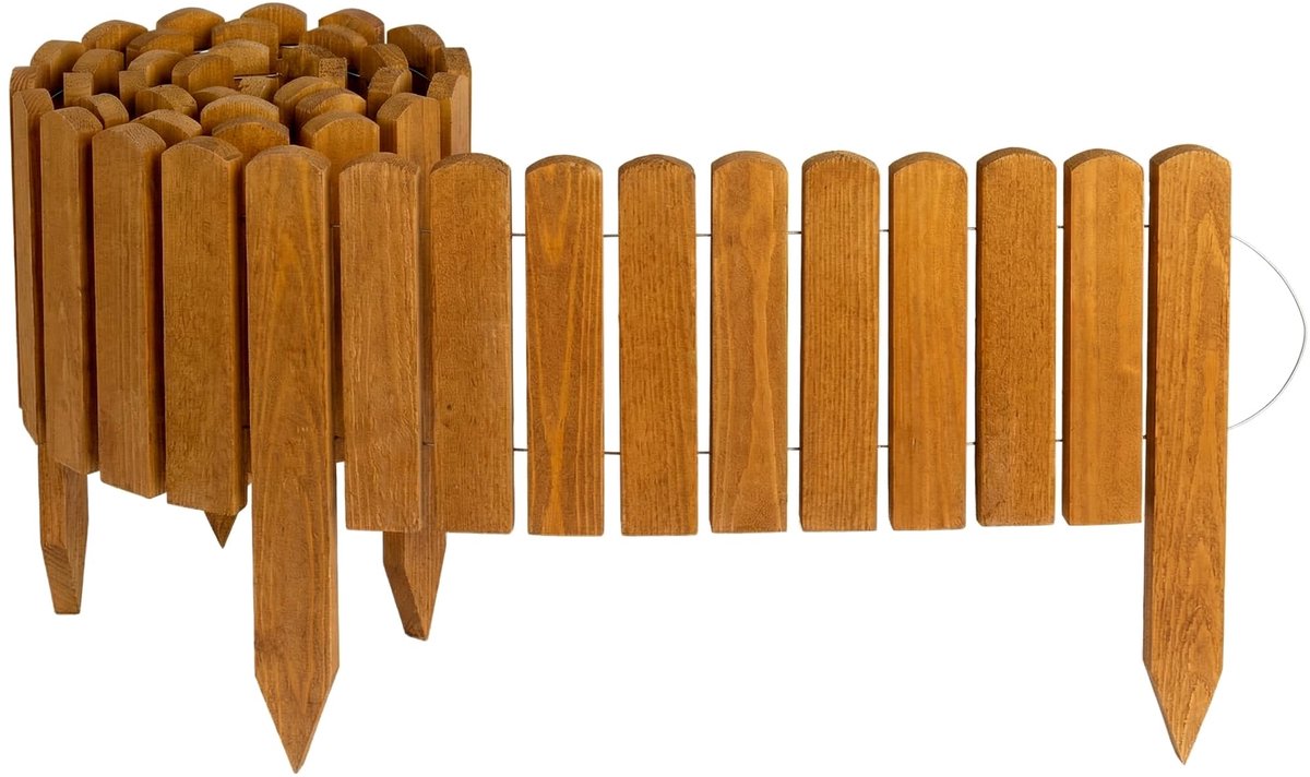 Creative Home Gazonrand Houten borderrand 200 x 20 cm (LxH) naturel, geïmpregneerd, Flexibele borderomranding, Tuinafscheiding om in de grond te steken, Ideaal als borderomranding