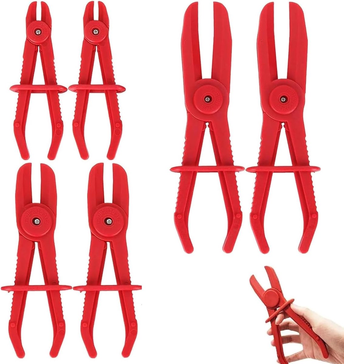 Set van 6 Slangklemmen met Tangen, Geschikt voor Flexibele Slangen en Brandstofslangen, 3 Maten Inclusief