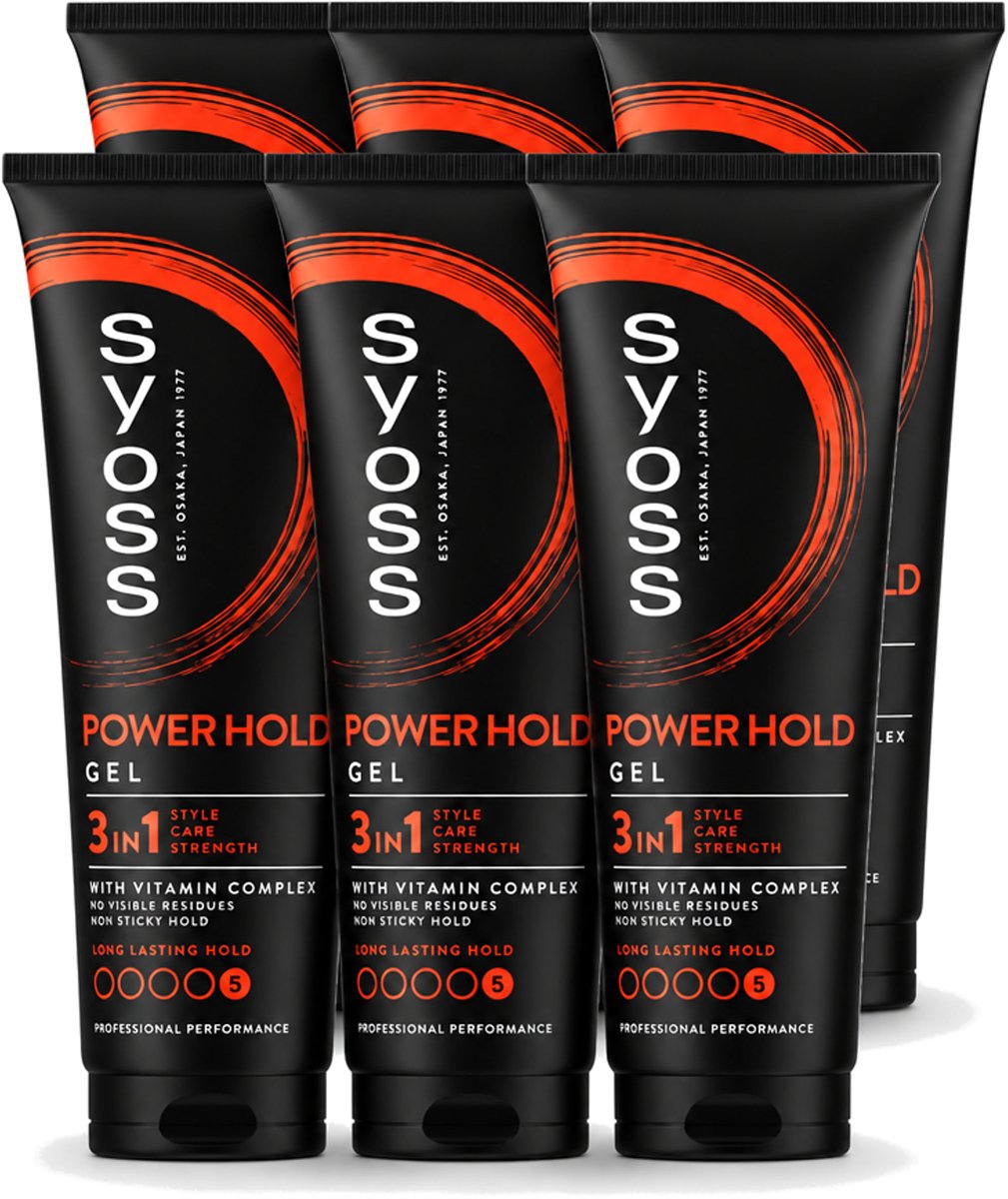 6 x Syoss - Power Hold - Haargel - Extra Sterke Fixatie - 250 ml - Voordeelverpakking - 6 stuks