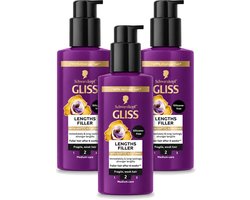 3 x Gliss - Haarserum - Lengths Filler - Siliconenvrij met Cafeïne - Voor Sterker Haar - 100 ml - Voordeelverpakking - 3 stuks