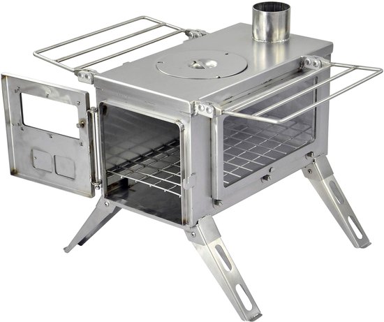 Houtkachel Draagbaar Medium - Roestvrij Staal - 20 Pond Gewicht - Voor Camping En Tent Verwarming — afbeelding 4