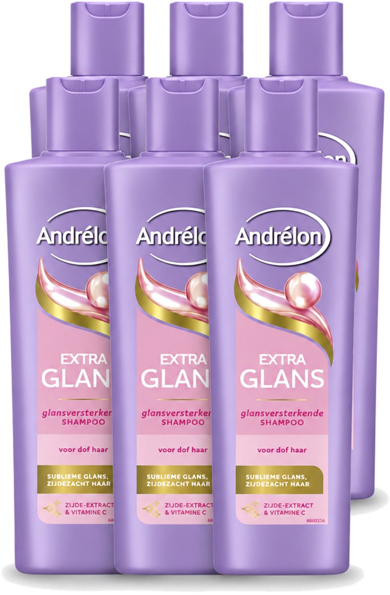 6 x Andrélon – Shampoo – Extra Glans – 250 ml - Voordeelverpakking - 6 stuks