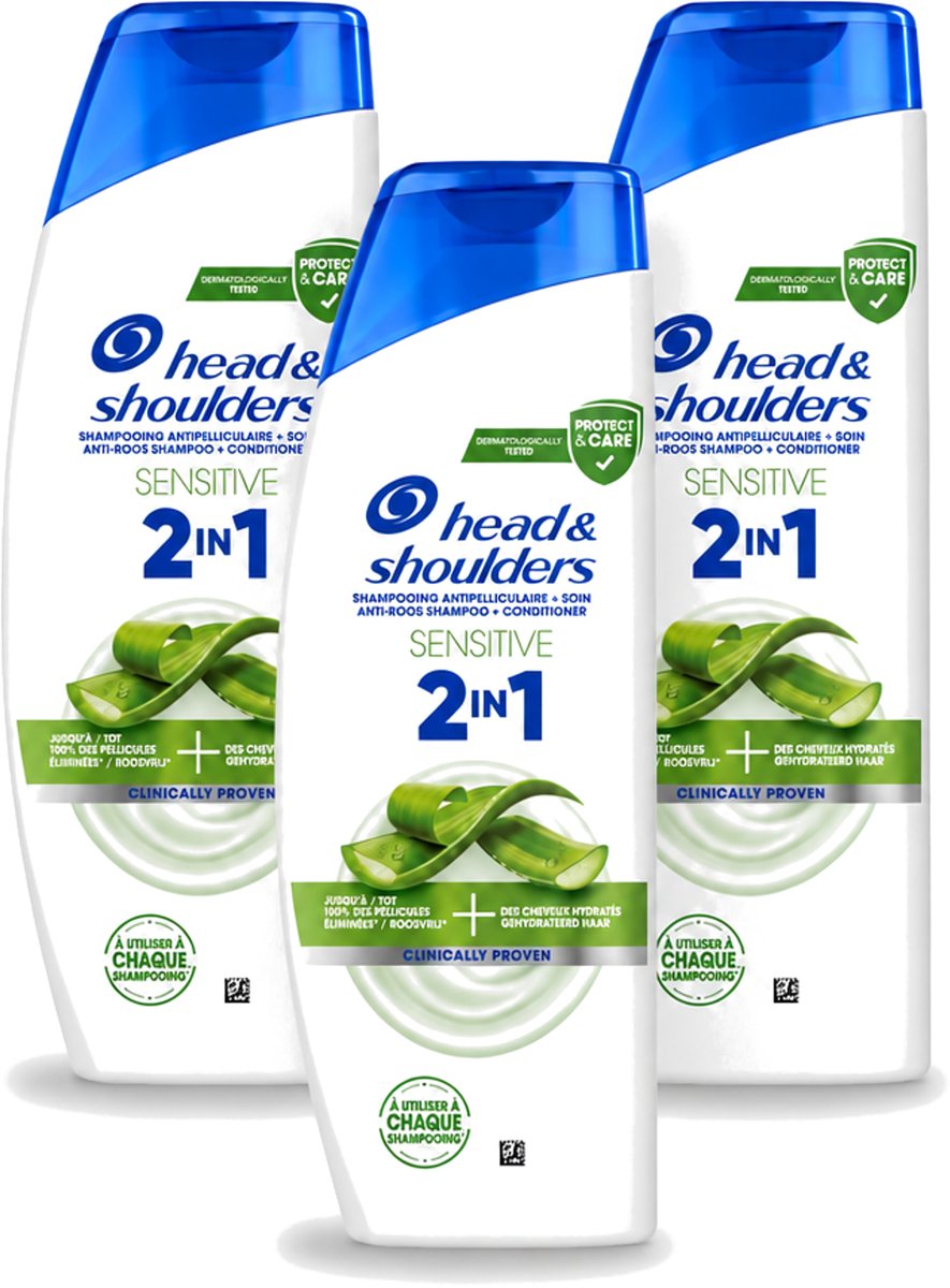 3 x Head & Shoulders – 2-in-1 – Sensitive – 300 ml - Voordeelverpakking - 3 stuks