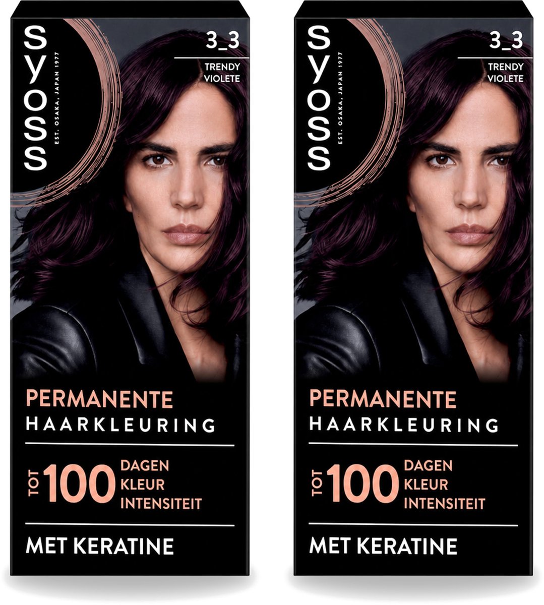 2 x SYOSS Permanent Coloration 3-3 - Haarverf - Trendy Violet - Voordeelverpakking - 2 stuks