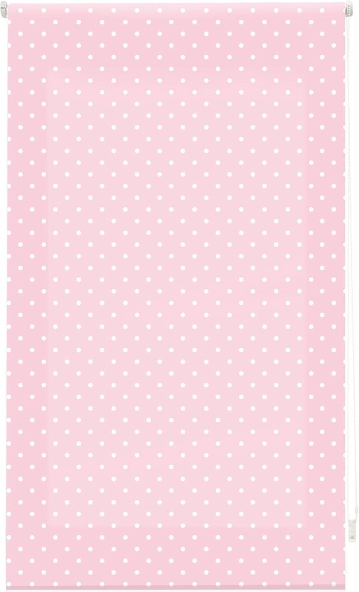 Rolgordijn, stof, roze met witte stippen, 140 x 180 cm