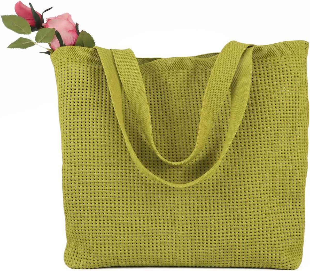 Mesh strandtas ademende draagtas schoudertas voor vrouwen - 17,7 × 15,7 x 7,1 cm gepersonaliseerde kruissteek handtas voor vakantie, winkelen, reisbenodigdheden