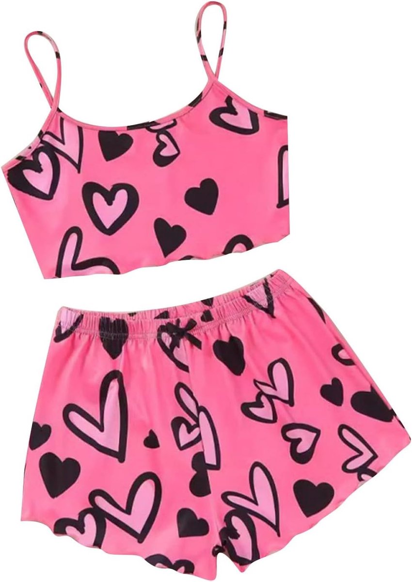 Damespyjama set camisoles nachtkleding lingerie schattige print slabekleding top en shorts nachtkleding