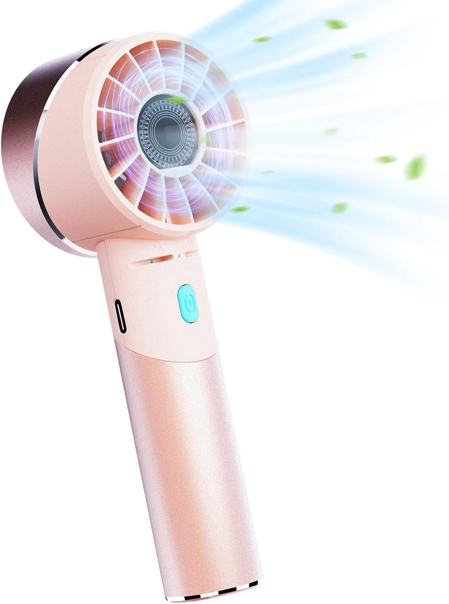 Mini Draagbare Ventilator, USB Oplaadbare Handzakventilator, 4 Snelheden, 16 Uur Lang, Kleine Stille Ventilator voor Thuis, Kantoor, Reizen, Buiten - Roze