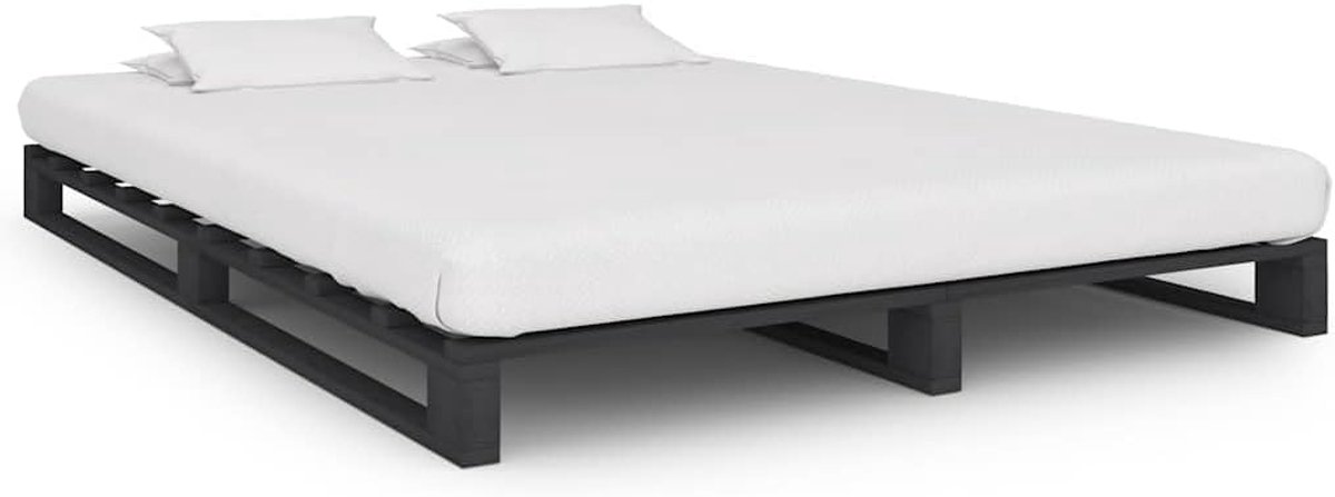Pallet Massief Grenenhout Grijs 120x200 cm Stevig Houten Bedframe met Lattenbodem Tijdloos Design Slaapkamer Meubel Eenvoudig te Monteren