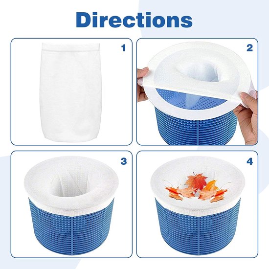 20 stuks zwembad-skimmersokken (20 stuks), skimmer sokken, voor zwembadfilter, skimmer, netfiltersokken, filtersokken, zwembadsokken, fijne filterhouder, perfecte filterbescherming — afbeelding 4
