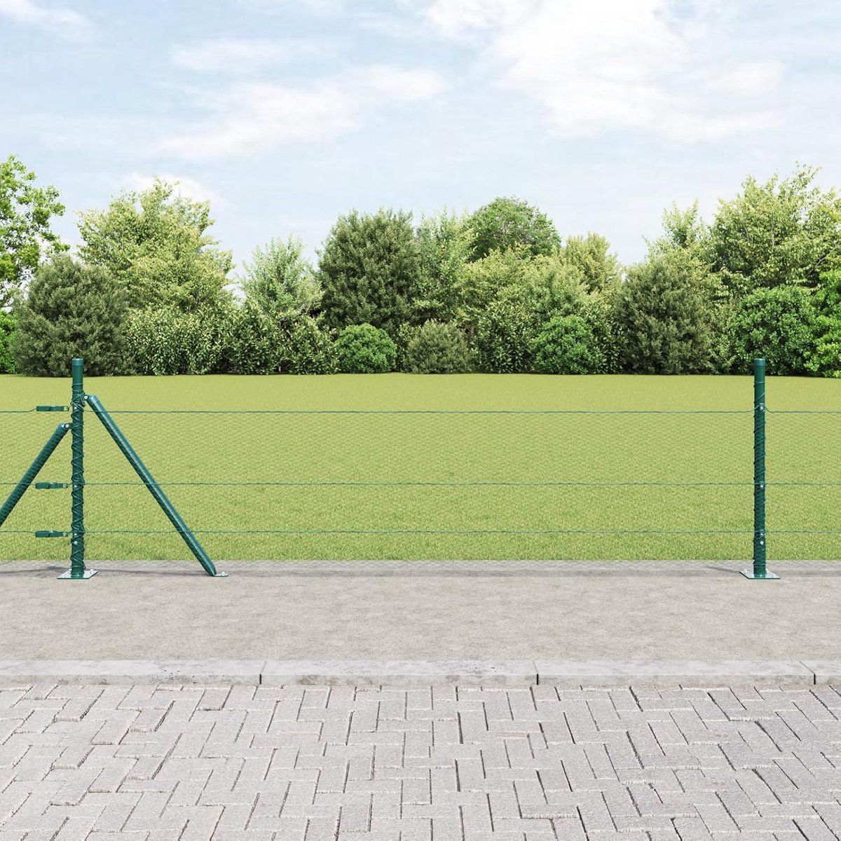Zeshoekig hekwerk, groen, 0,5 x 100 m, staal, net voor kleine dieren, omheining voor tuin, huis, binnenplaats, kippenhek, konijnenverblijf, wildbescherming