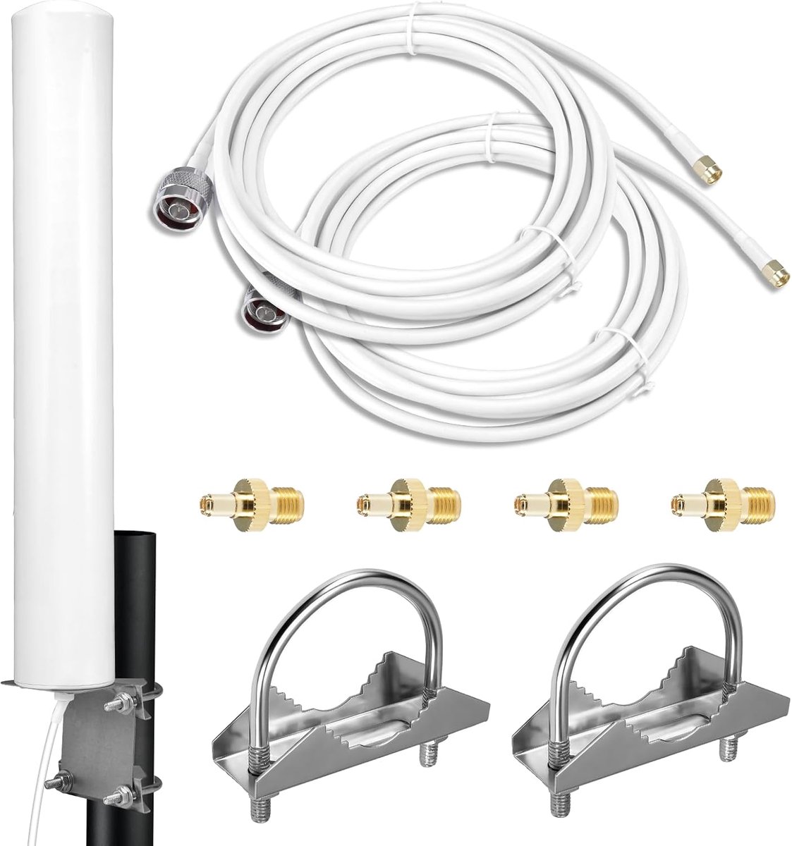 4G LTE 5G 7-12dBi Antenne 698-3800MHz Signaalversterking Outdoor MimoOmnidirectionele Antenne Compatibel met 4G LTE 5G Router Modem, Lange Afstand Signaalontvangst, TS9 SMA CRC9 Adapter