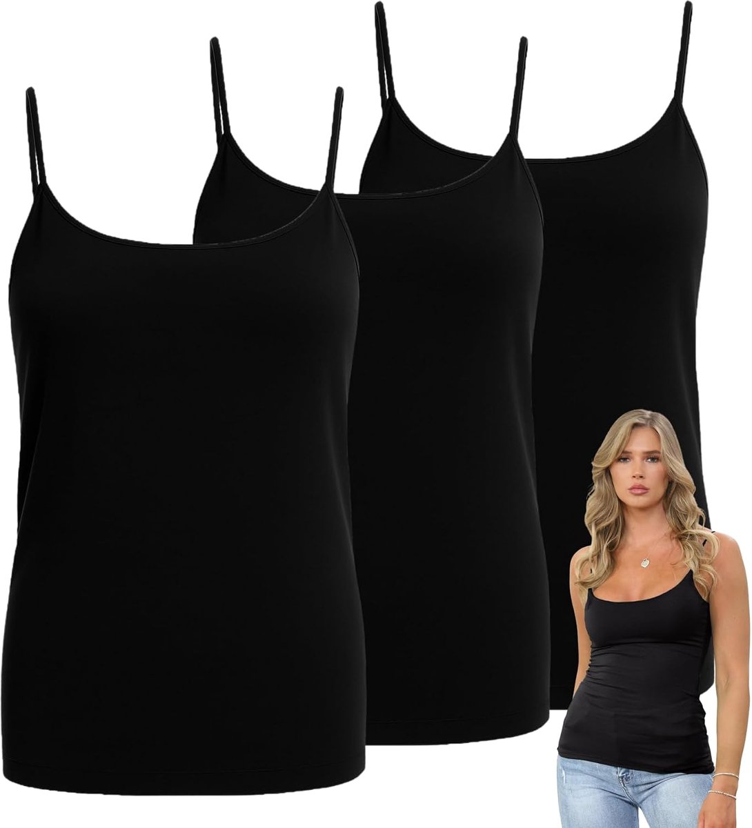 Mouwloze tanktops voor dames, set van 3, effen bodycon, ronde hals, vest, tops, dames, UK, casual, zomer, slanke getailleerde vesten, rekbare gymkleding, cami-top