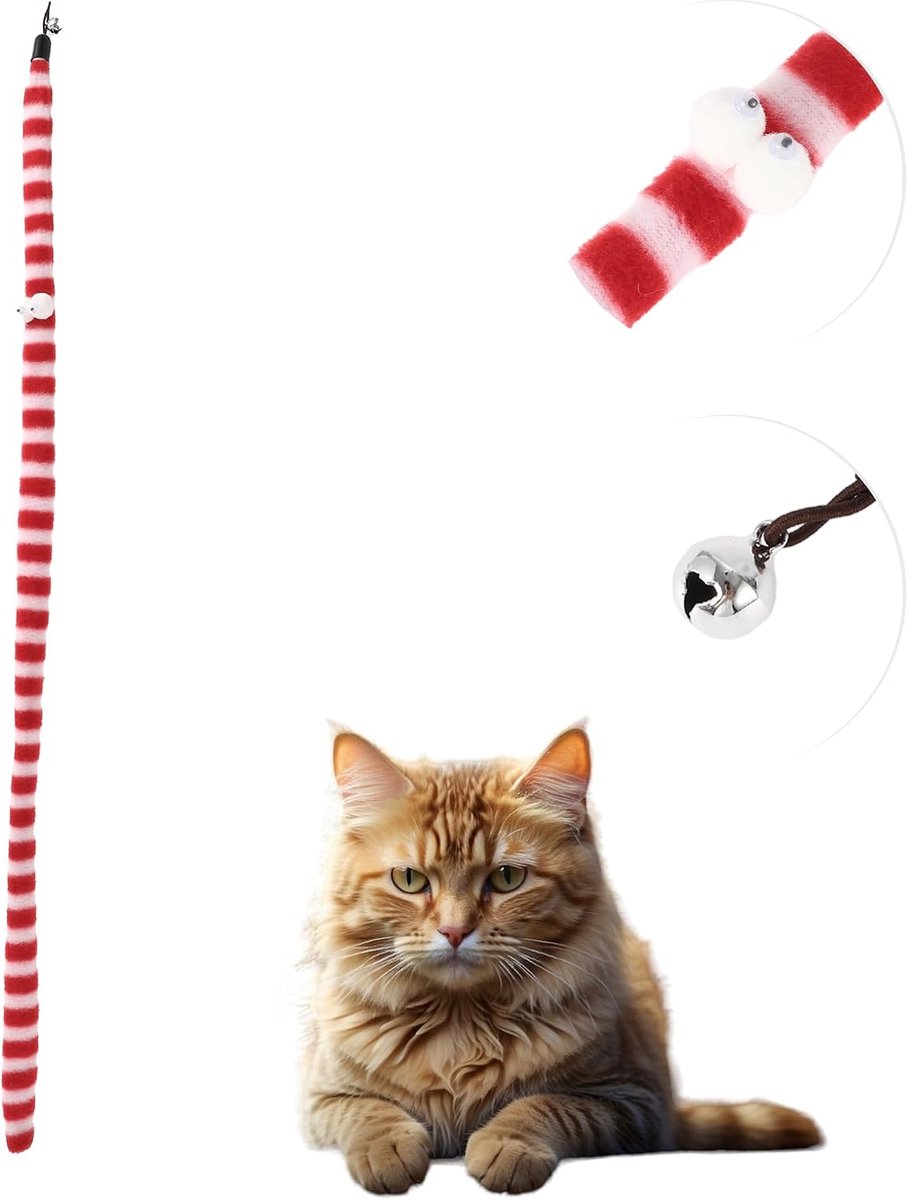 Toverstaf voor katten, vervanging, navulaccessoires voor kattenstok, rood/wit