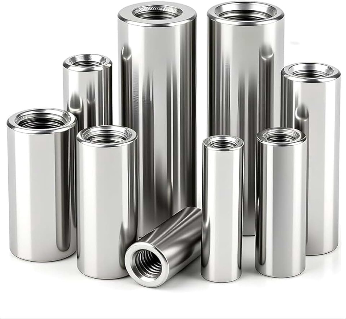 12 stuks M3 ronde schroefdoppen M3x6x20mm ronde nippels 304 roestvrij staal verbindingsmoeren langmoer koppelingsmoer binnendraad afstandsnippels staafmoer voor machines, meubels