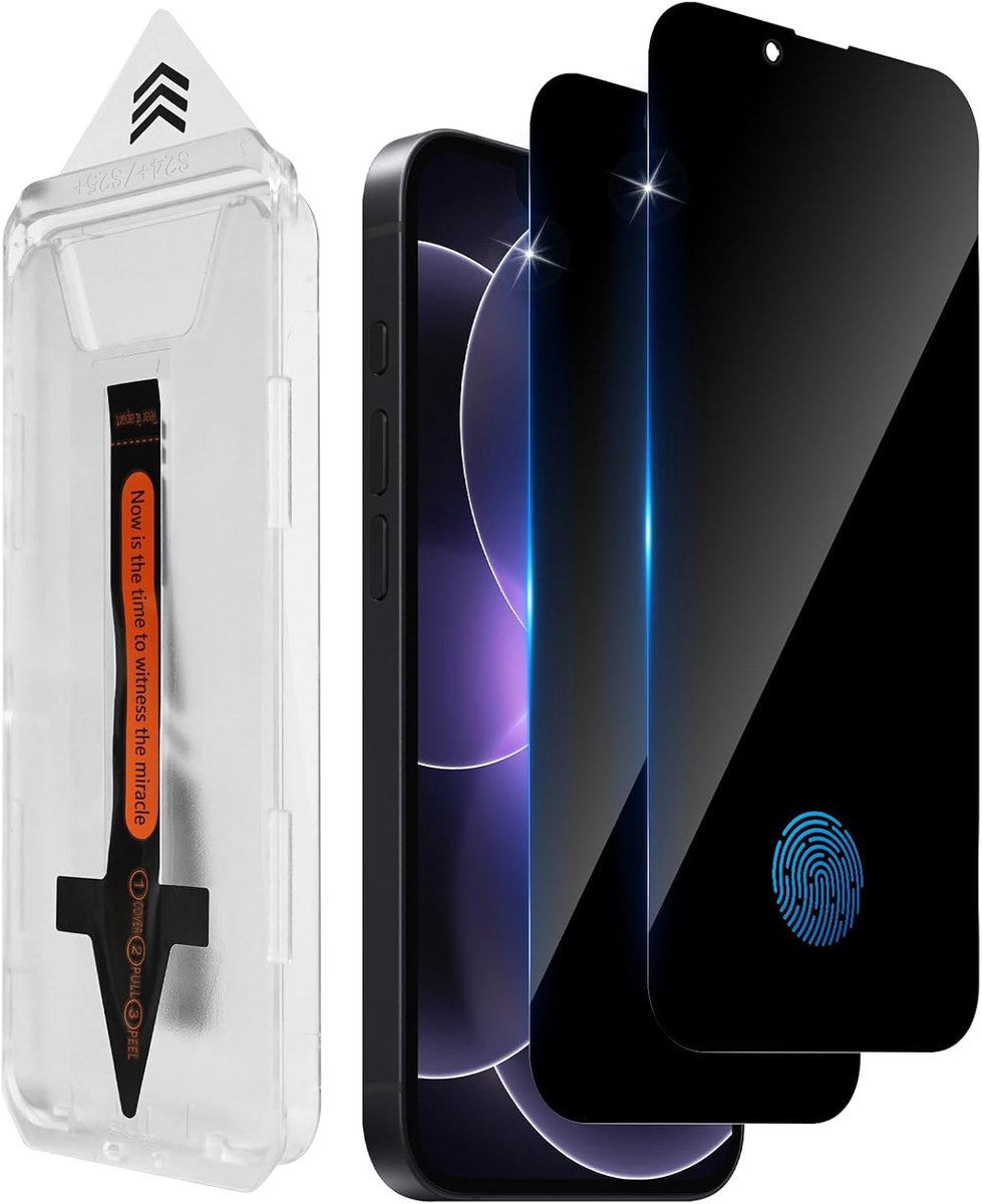 Inkijkbeschermingsfolie voor iPhone 17E / 16E 5G voor pantserglas, 2 stuks [auto-installatie], privacyfolie, 9H privacyfolie, anti-spy veiligheidsglas, krasbestendige folie, snelle installatie
