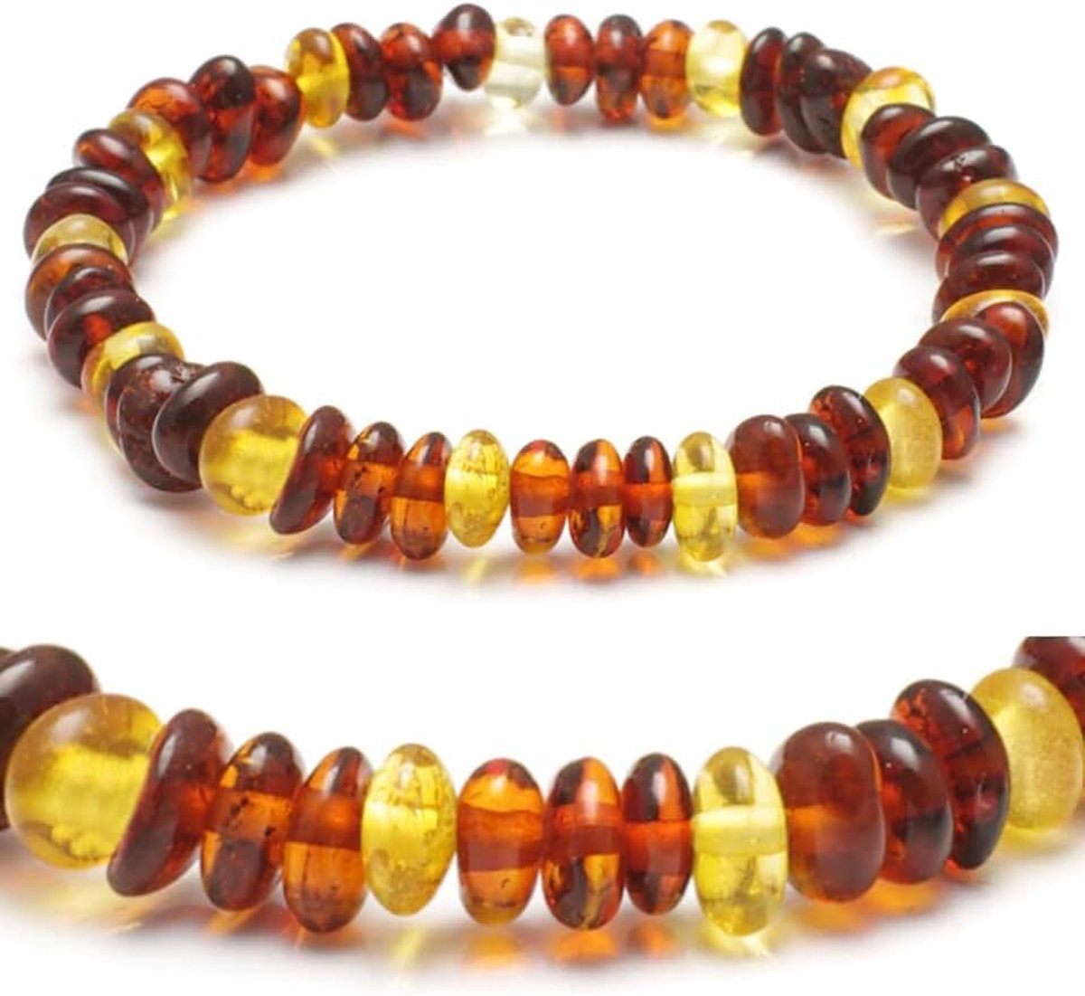 Barnsteenarmband voor dames en heren & hele familie - echte sieraden uit Oostzee barnsteen parels - kerstcadeaus kleinigheden, 16 cm, Steen, Barnsteen