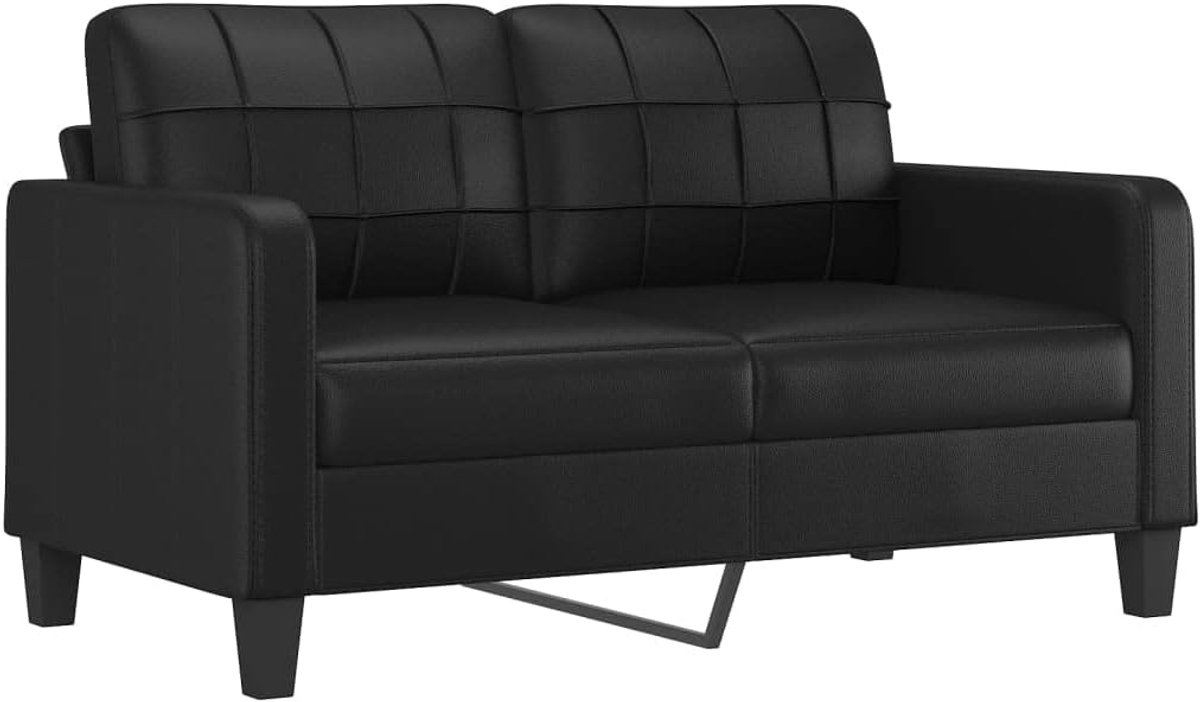 2-zitsbank, zwart, 140 cm, kunstleer, woonkamerbank, kantoorbank, slaapkamerbank, loungebank voor woonkamer, slaapkamer, logeerkamer
