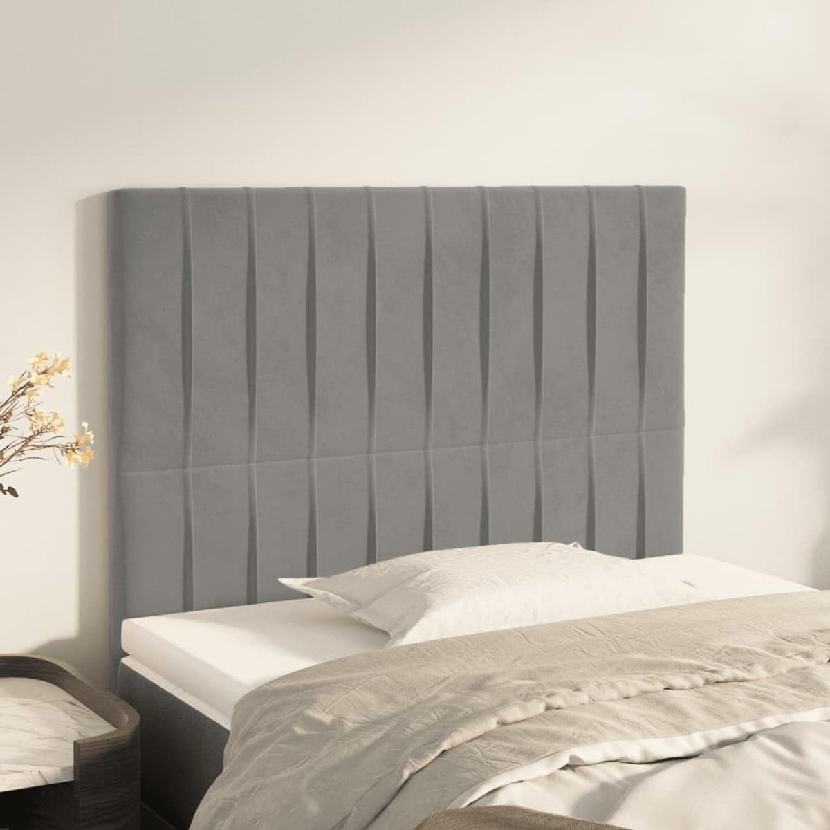 Hoofdsteunen 2 Stuks Lichtgrijs 90 x 5 x 78/88 cm Fluwelen Hoofdsteun Slaapkamer Meubels Hotels