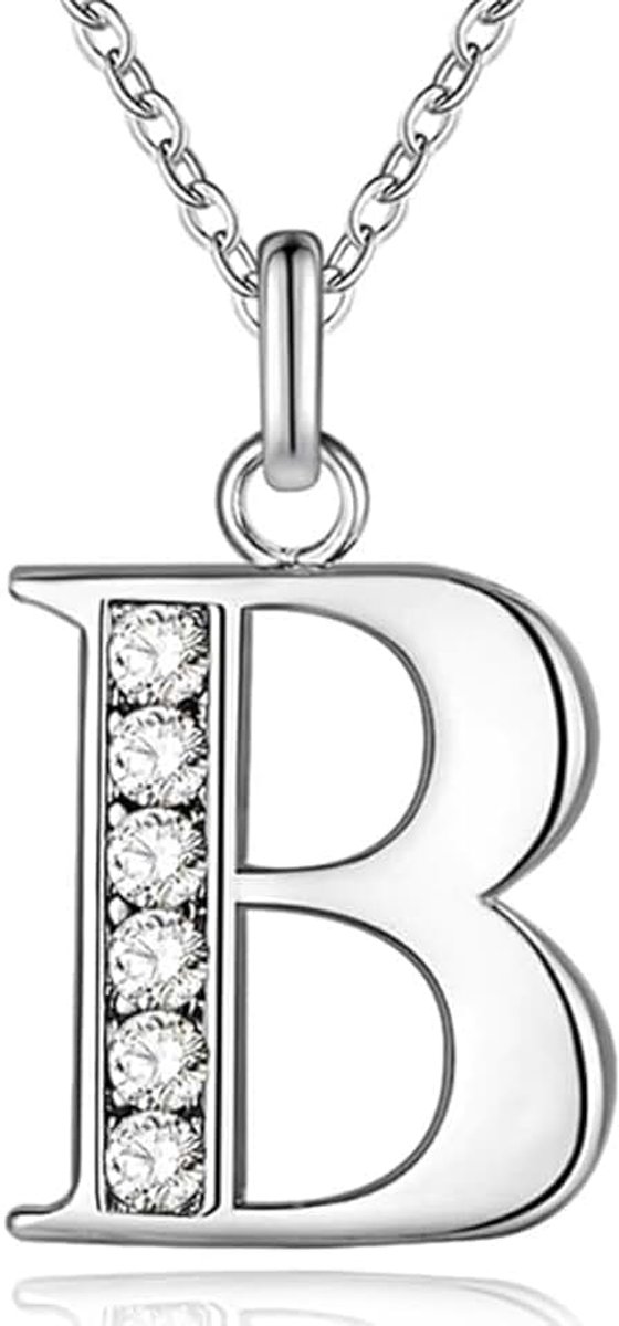 Letter B Dames Ketting met Zirkonia