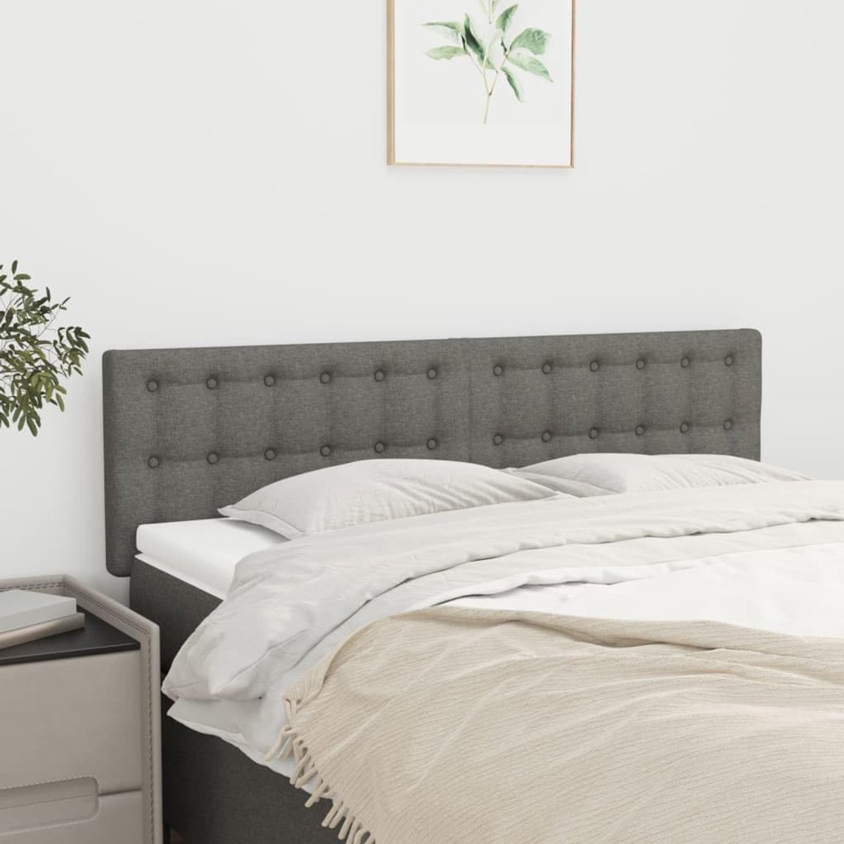Hoofdsteunen 2 Stuks Donkergrijs 72 x 5 x 78/88 cm Stof Hoofdsteun voor Slaapkamer Slaapkamer Meubels Hotels