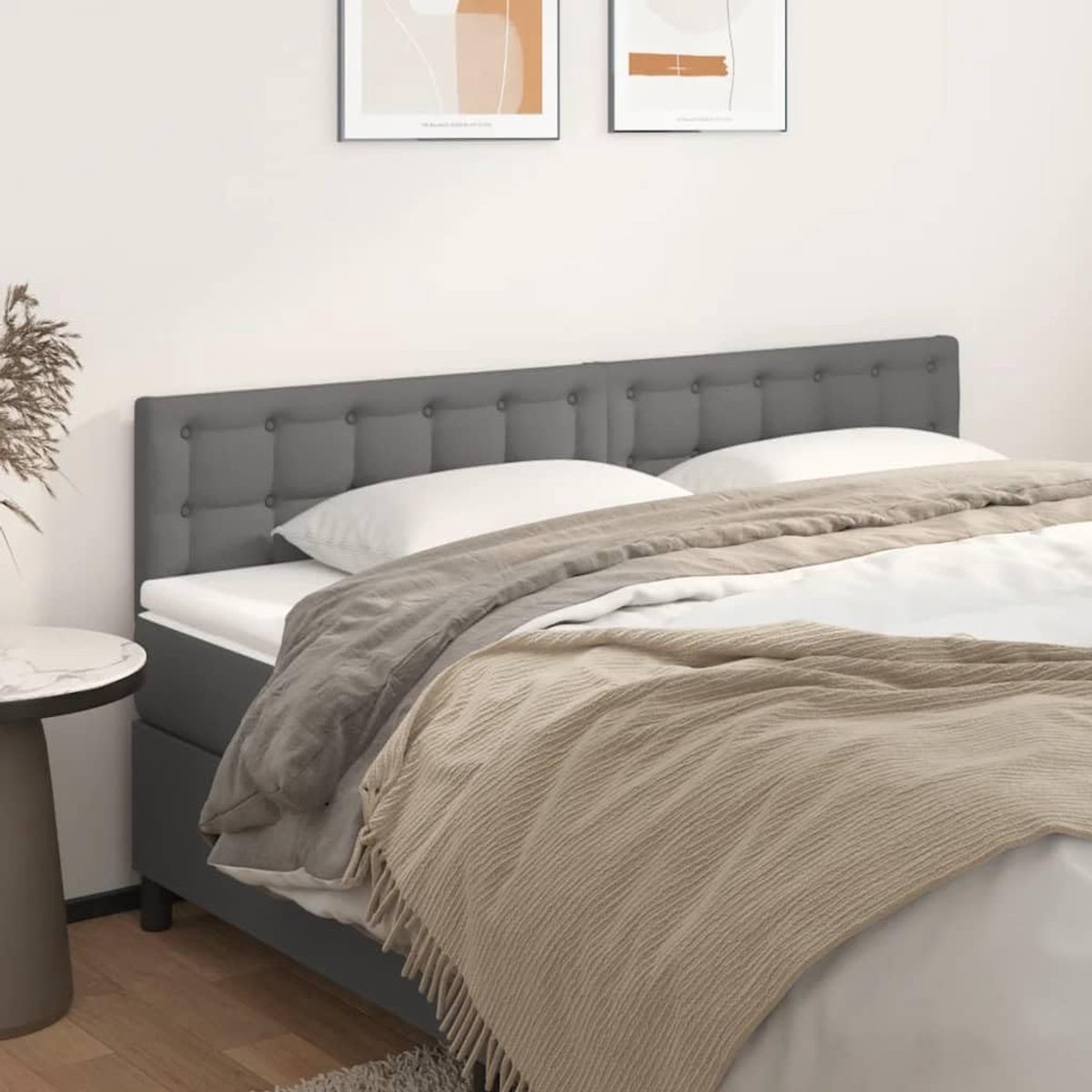 Hoofdsteunen 2 Stuks Grijs 90 x 5 x 78/88 cm Kunstleer Hoofdsteun Slaapkamer Meubels Hotels