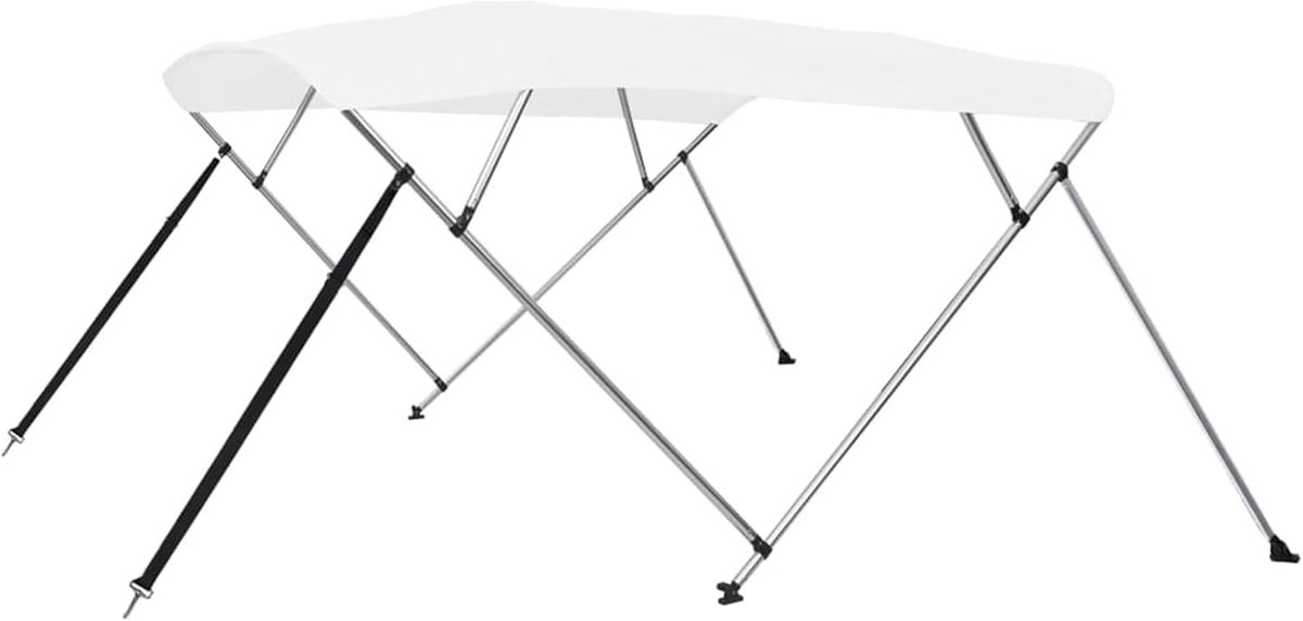 4-Bow Bimini Top wit, 243 x 180 x 137 cm, weerbestendig en uv-bestendig, 100% polyester met PU-coating, voor boottochten en vrije tijd op het water