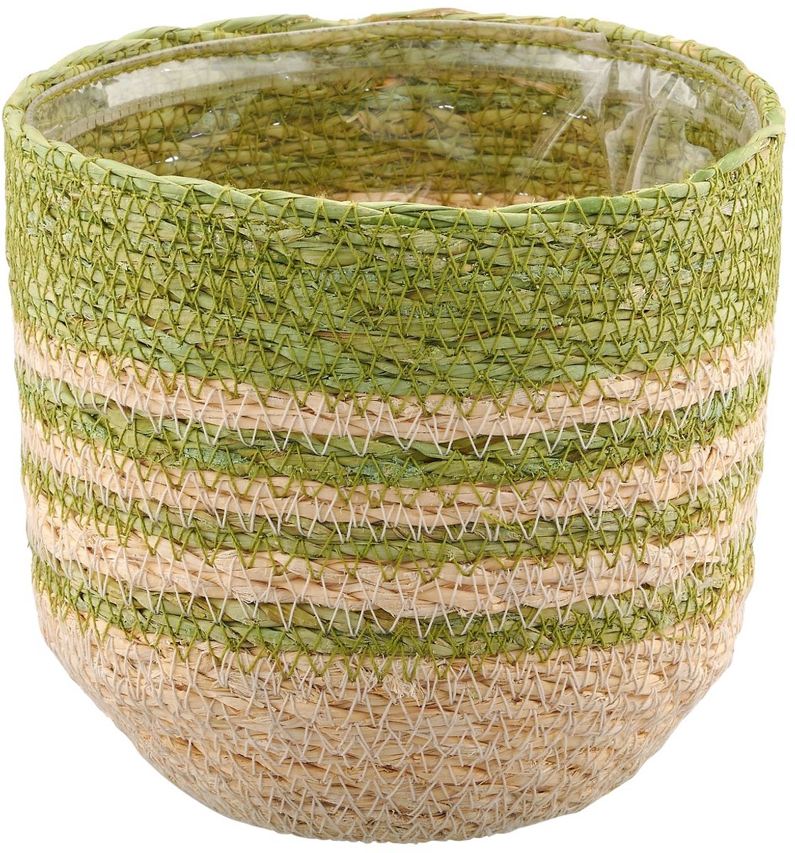 Gasper overpot groen en naturel met folie Ø 12 cm zeegras