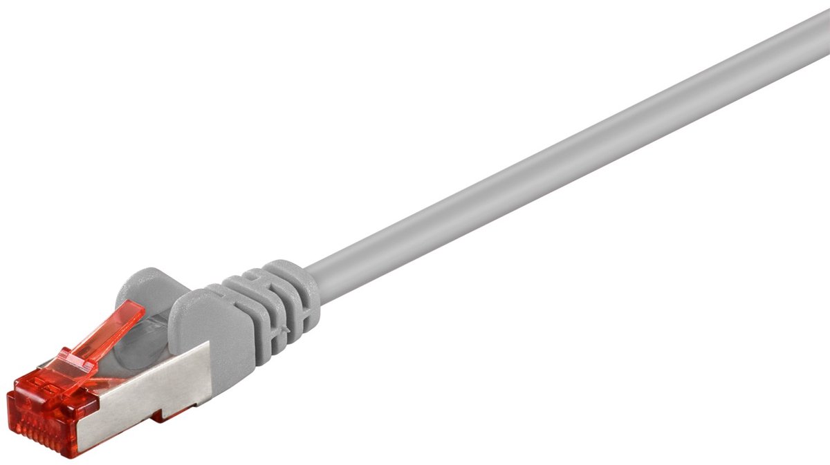 Goobay CAT 6 netwerkkabel, S/FTP, grijs, 7,5 m, met koper beklede aluminium geleider (CCA)