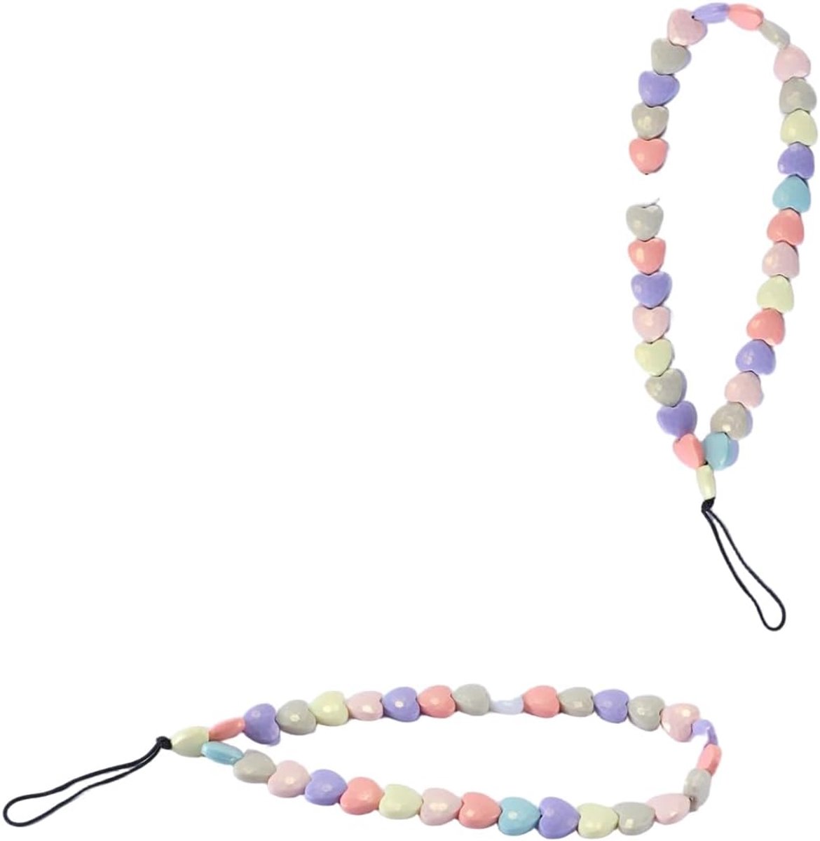 3 stuks schattige mobiele lanyard met kralen telefoonband, polsband, hangende koordketting, accessoires voor vrouwen en meisjes, kleurrijke hartkralen, 150 mm