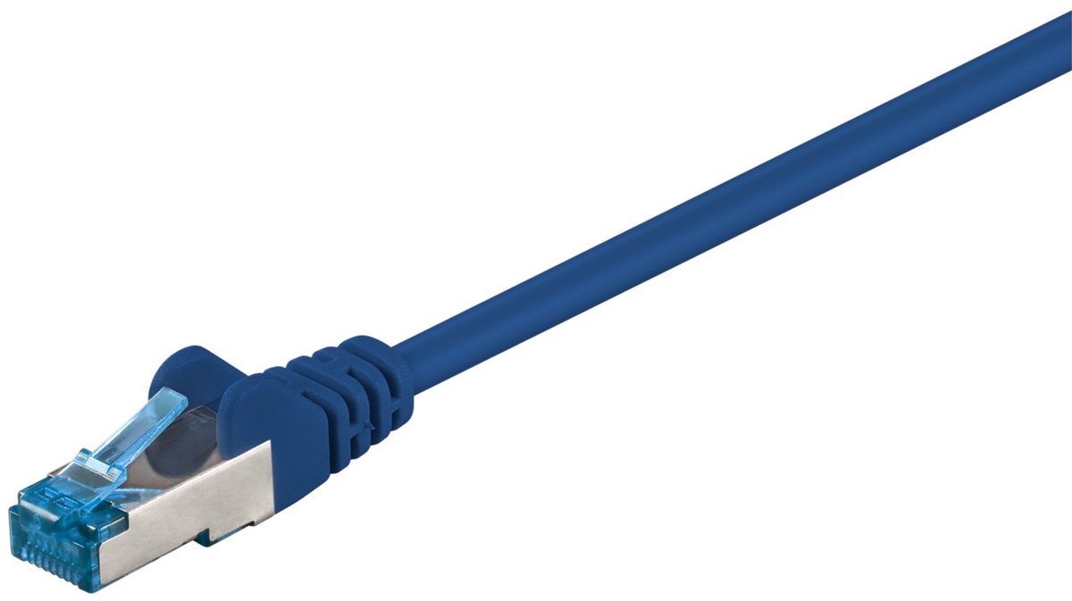 Image of Goobay CAT 6a netwerkkabel 3 m blauw, S/FTP met kopergeleider en LSZH-mantel, RJ45-connectoren met vergulde contacten