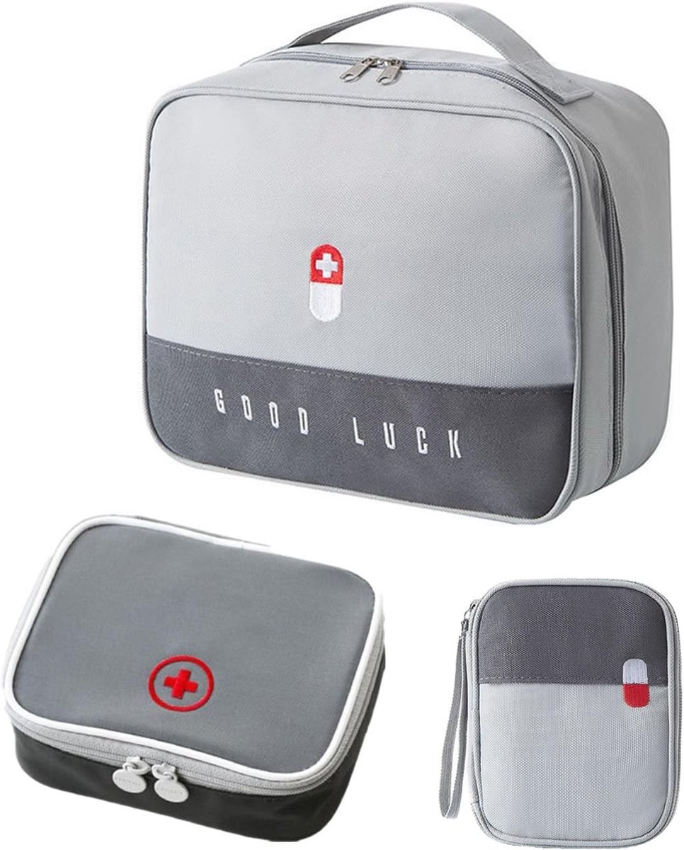 Waterdichte Medicijn Tas Set van 3 Stukken, Lege Tas, Minimalistisch Ontwerp, 10x5x2cm, Grijs, Perfect voor Reizen en Organisatie