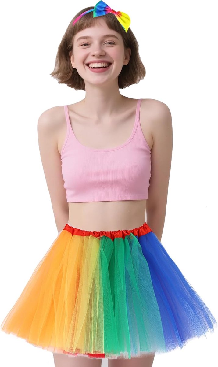 Rokken voor Vrouwen, Regenboog Tutu Volwassen 80 Outfits voor Vrouwen met een Regenboog Haarband Neon Tutu voor Rave Outfits Pride Day Carnavals Douane Neon Fancy Dress