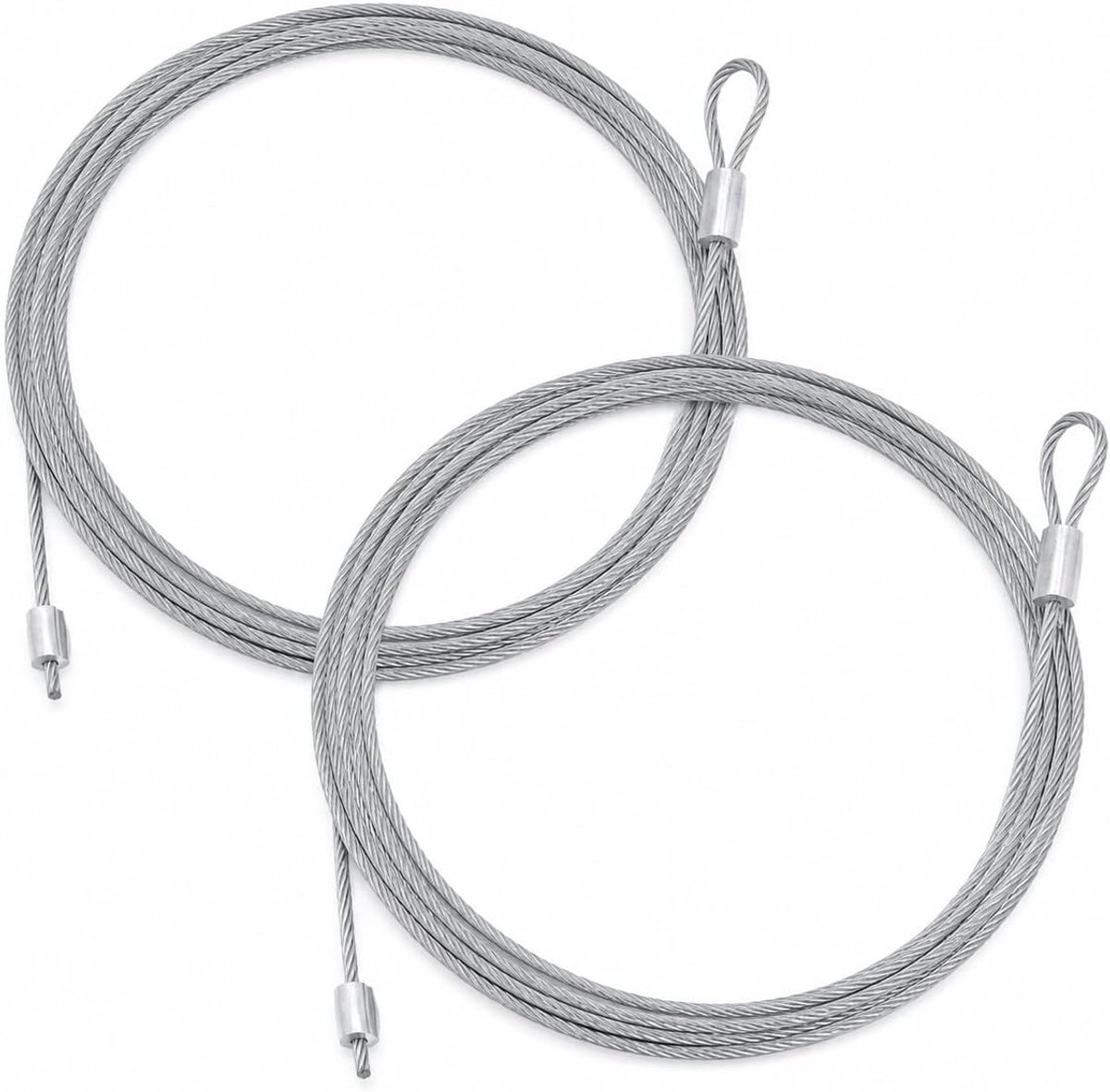 2 stuks hefkabels voor garagedeur, lengte 2,6 m, Ø 2,8 mm, verzinkt staal, gedraaid, hoge weerstand, geklemde gespen, reservekabels