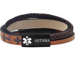 Armbanden Heren Gevlochten PU Leren Kruisdesign Lasergegraveerde Medische ID Waterdicht Lichtgewicht Voor Buitensporten Dagelijks Gebruik Aanpasbaar
