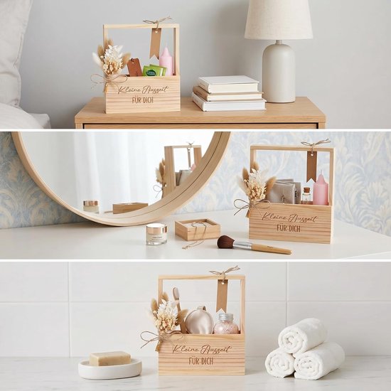 Wellness Cadeauset voor Vrouwen Ontspanningscadeau voor Vrouwen Houten Geschenkmand Met Kaarsen Gedroogde Bloemen Labels Van Kraftpapier Verjaardagscadeau Voor Vriendin Of Jubileumcadeau — afbeelding 5