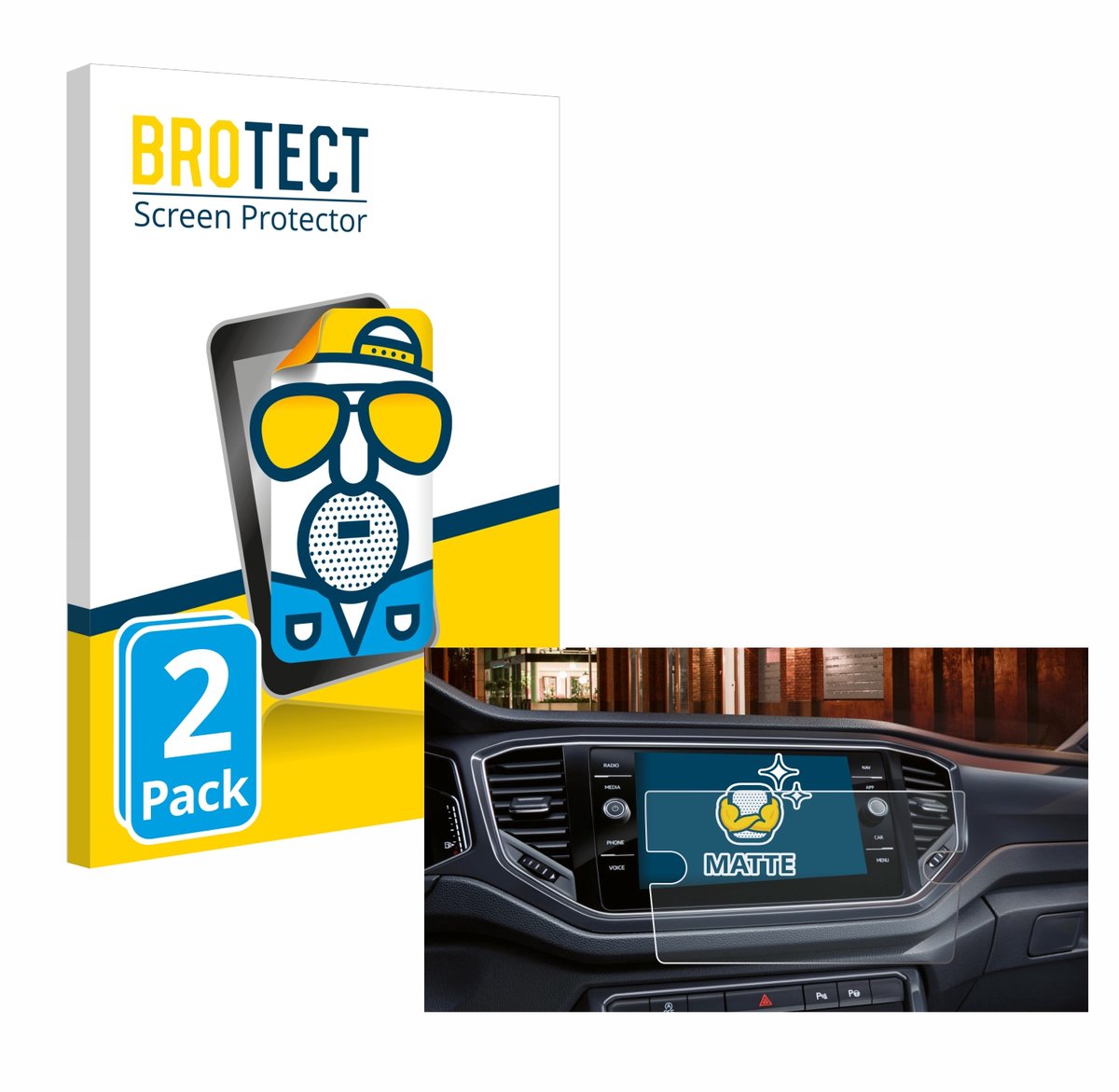 BROTECT - Screenprotector voor Volkswagen Touran 2.0 Discover Media 8" 2019 - Folie Beschermfolie matte 2 Stuks